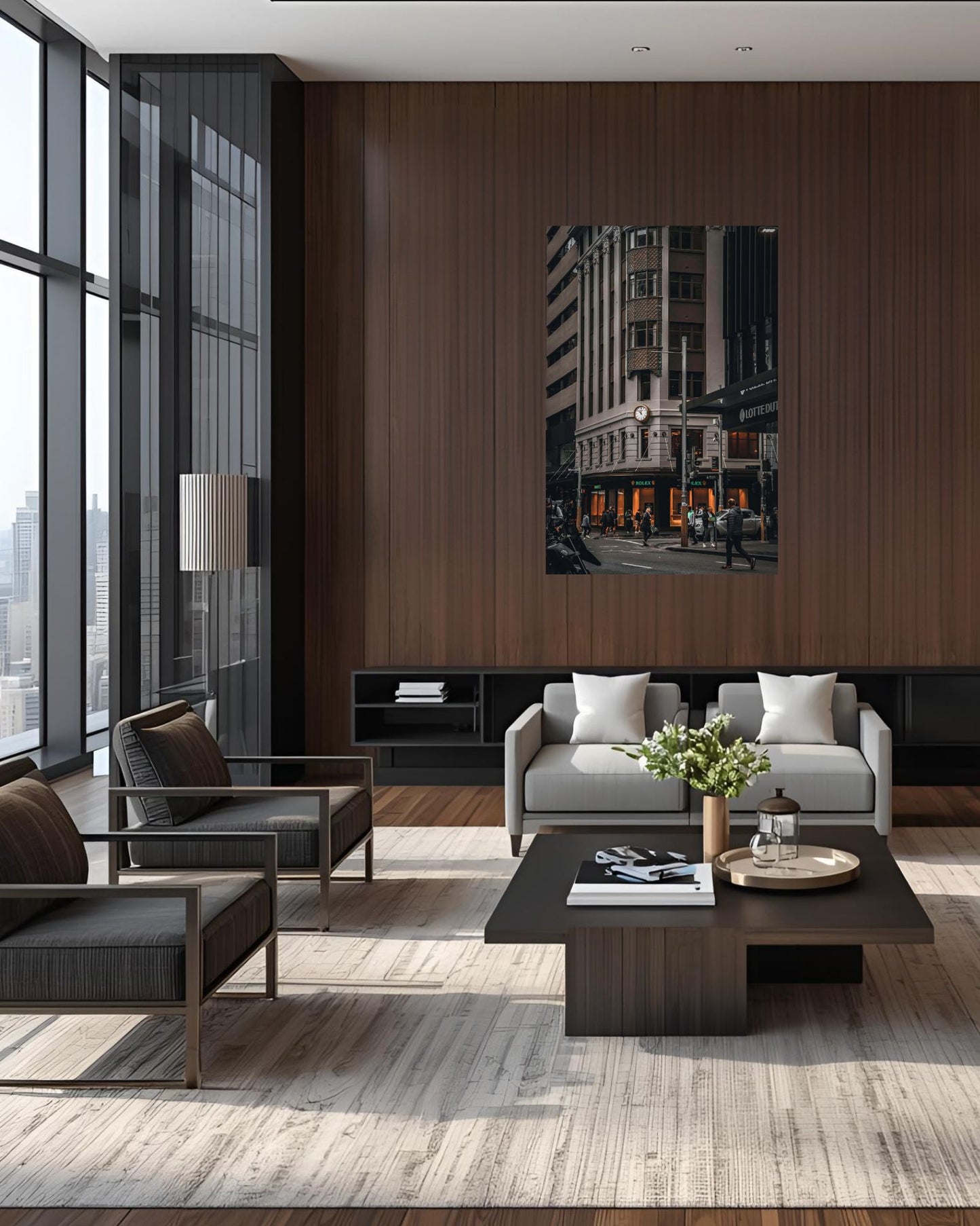 Rolex Store Street Ambiance - Wood Print