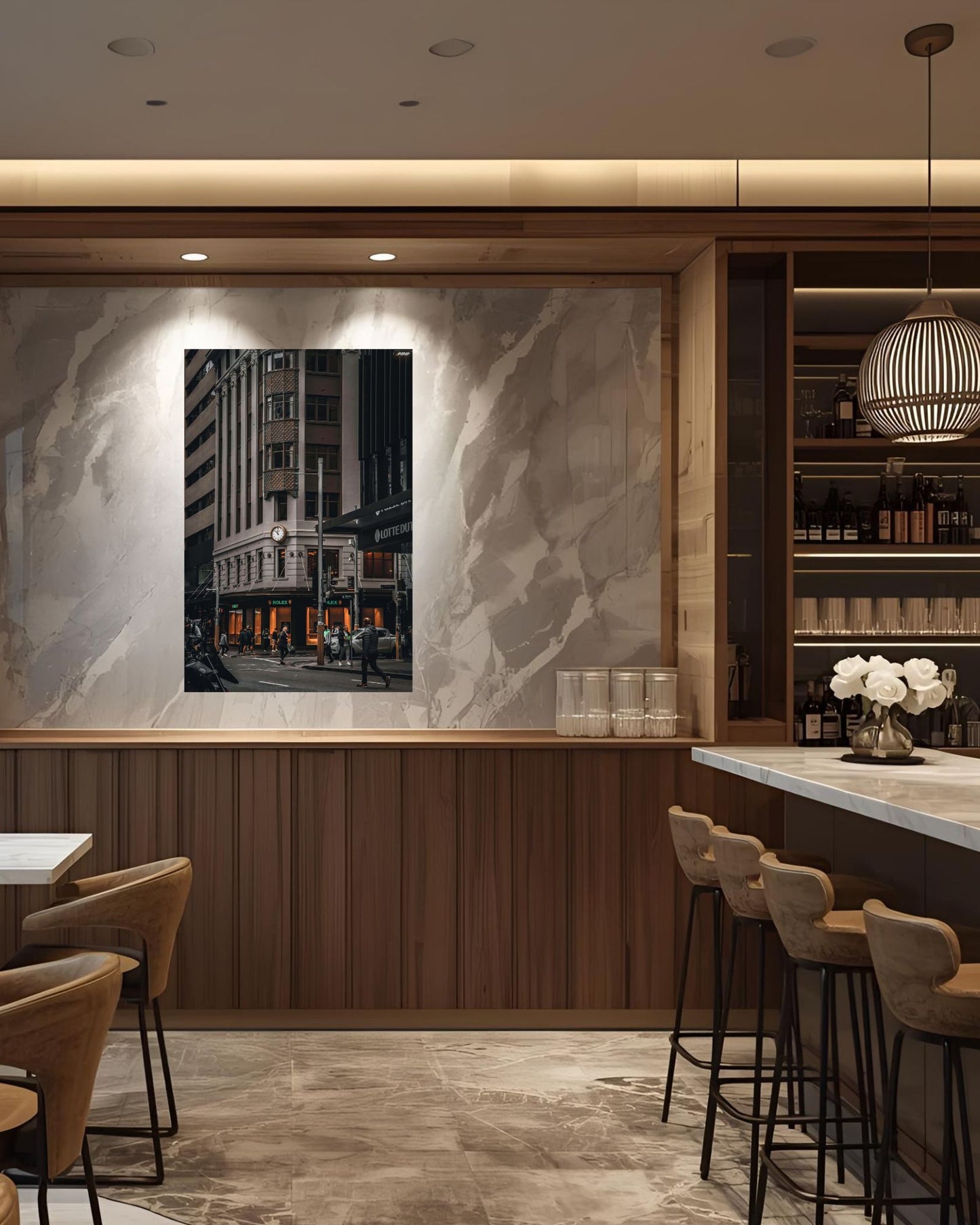 Rolex Store Street Ambiance - Wood Print