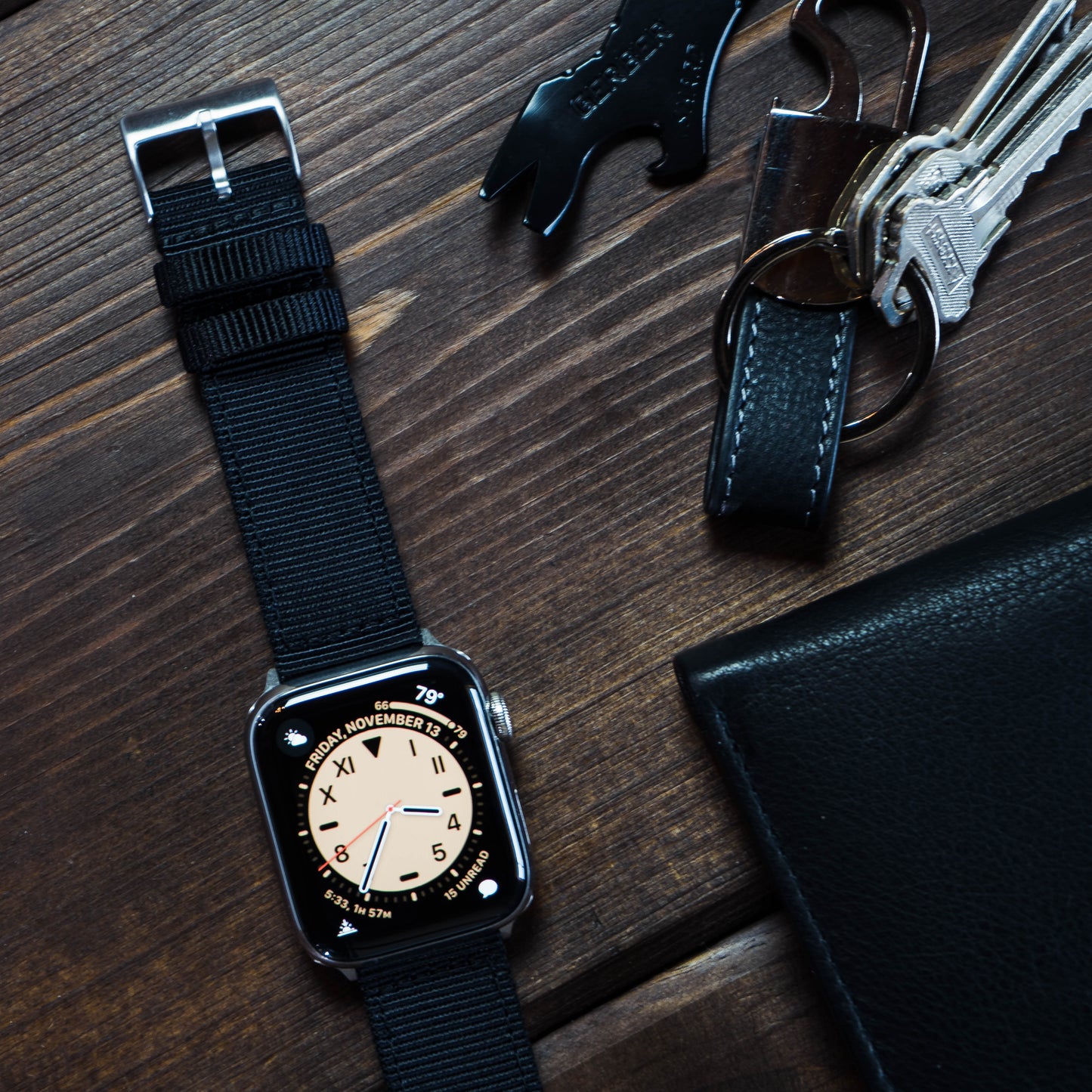 Apple Watch Two Piece NATO® style Black Watch Band