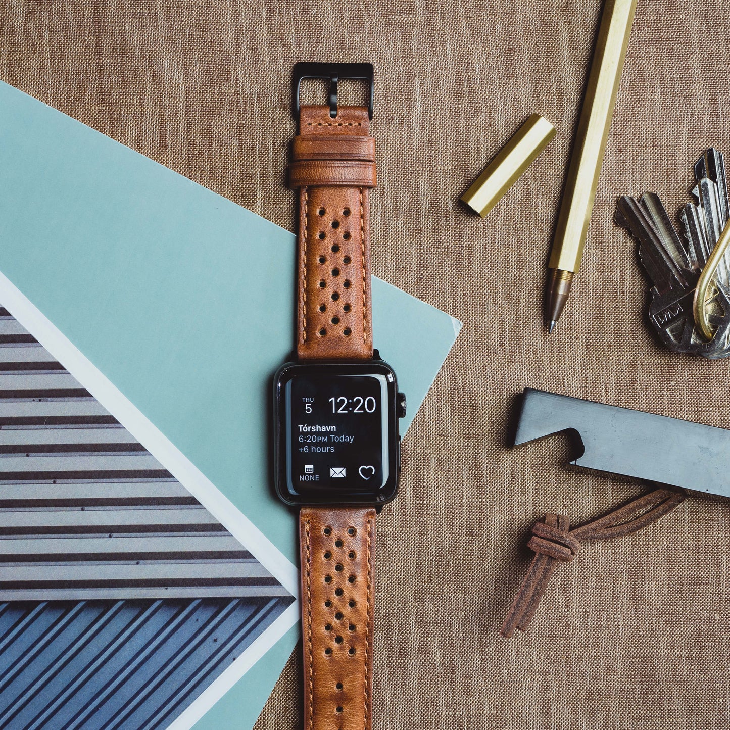 Apple Watch Caramel Brown Racing Horween® Leather Watch Band
