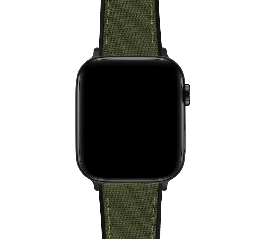 Apple Watch Army Green Cordura Fabric And Silicone Hybrid Watch Band