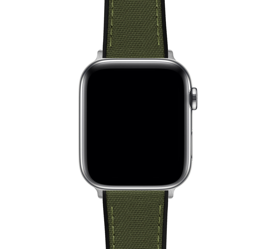 Apple Watch Army Green Cordura Fabric And Silicone Hybrid Watch Band