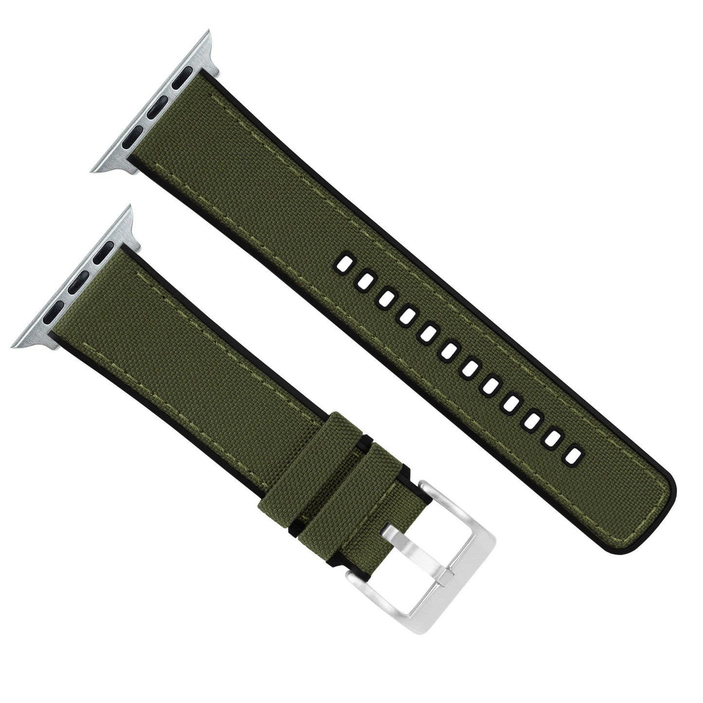 Apple Watch Army Green Cordura Fabric And Silicone Hybrid Watch Band