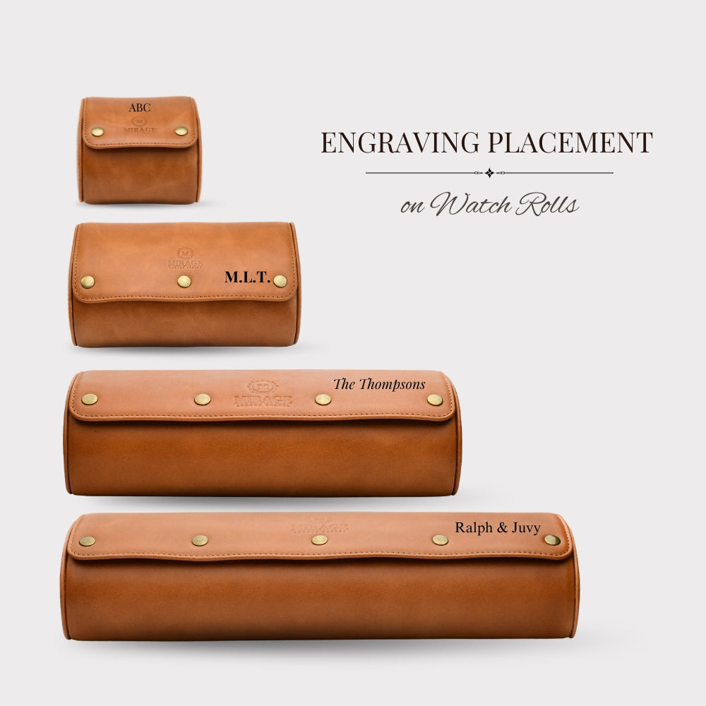 Tawny Brown Full-grain Cow Leather Watch Roll - 2 Watches