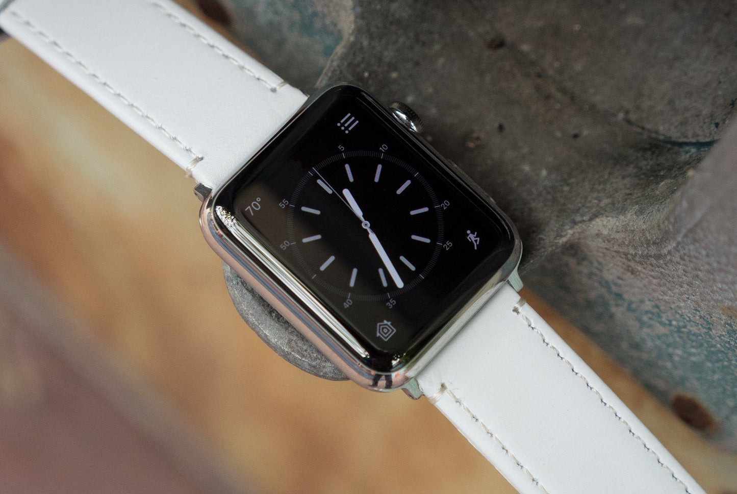 Apple Watch White Leather Stitching Watch Band