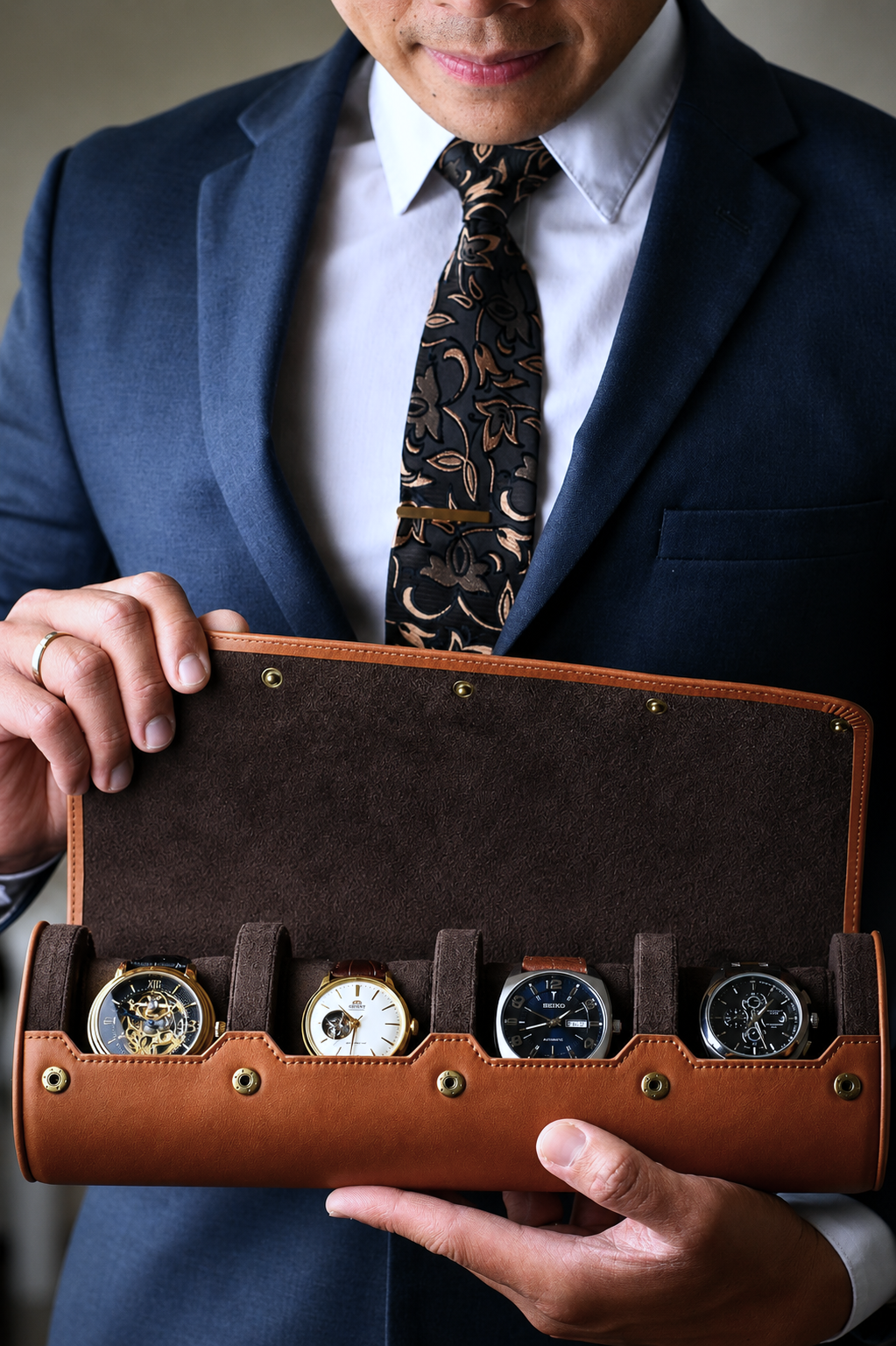 FULL-GRAIN LEATHER WATCH ROLLS