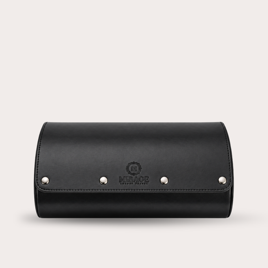 6 Watch Travel Case Vegan Leather Watch Roll (Super Black)