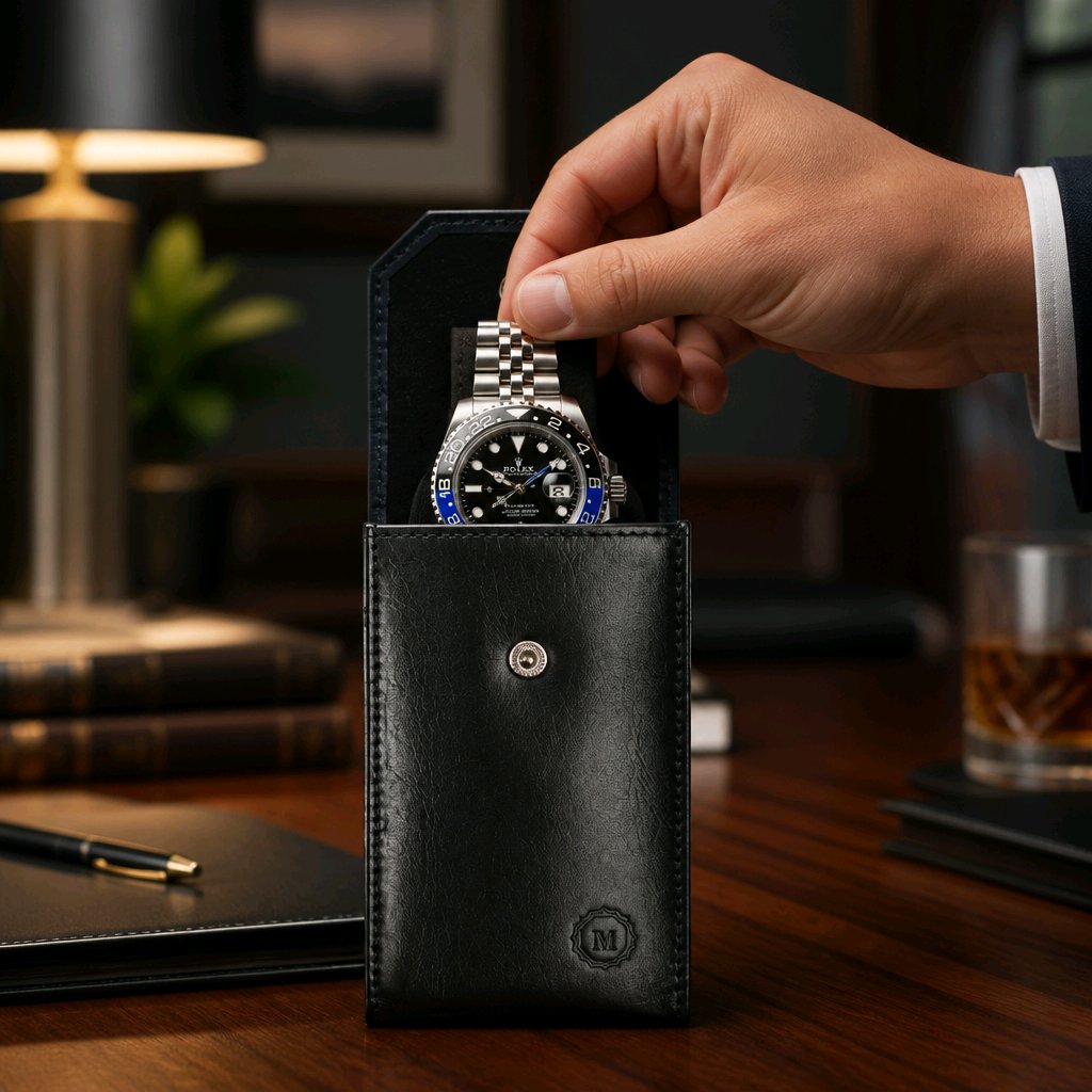 Leather Watch Pouch – Onyx Black