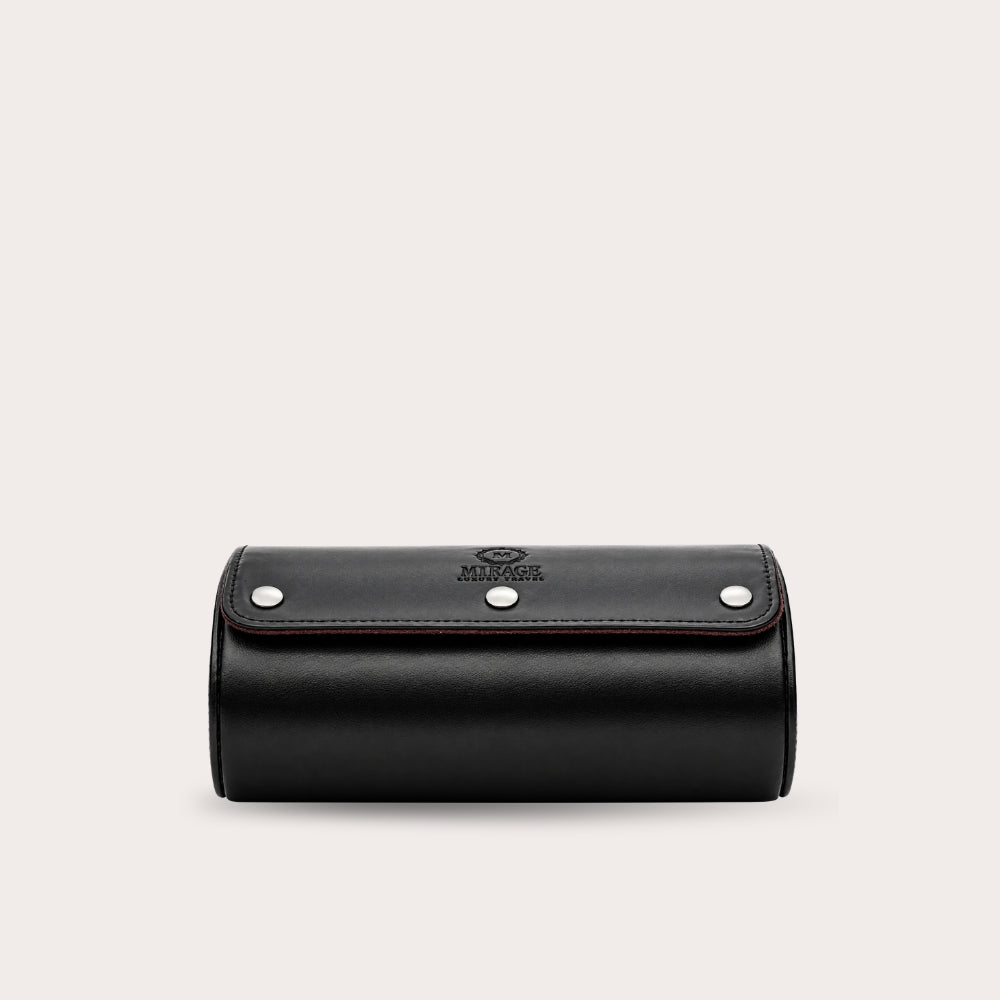 2 Watch Travel Case Vegan Leather Watch Roll (Jade Black)