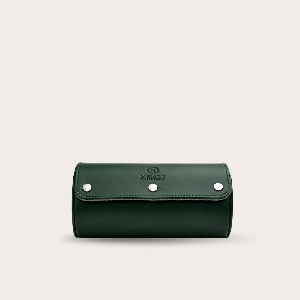 2 Watch Travel Case Vegan Leather Watch Roll (Royal Green)