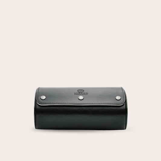 2 Watch Travel Case Vegan Leather Watch Roll (Jade Black - White Interior)