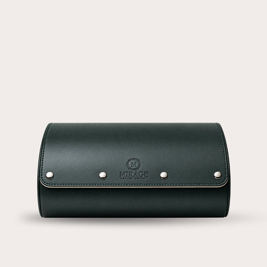 6 Watch Travel Case Vegan Leather Watch Roll (Royal Green - White Interior)