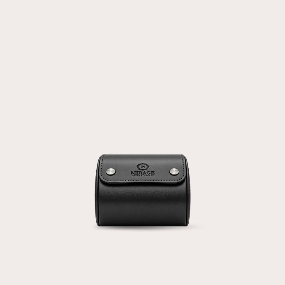 1 Watch Travel Case Vegan Leather Watch Roll (Super Black)