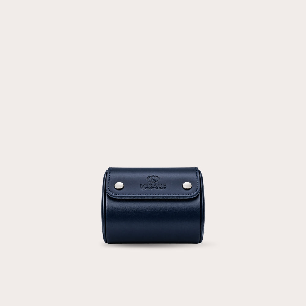 1 Watch Travel Case Vegan Leather Watch Roll (Midnight Blue)