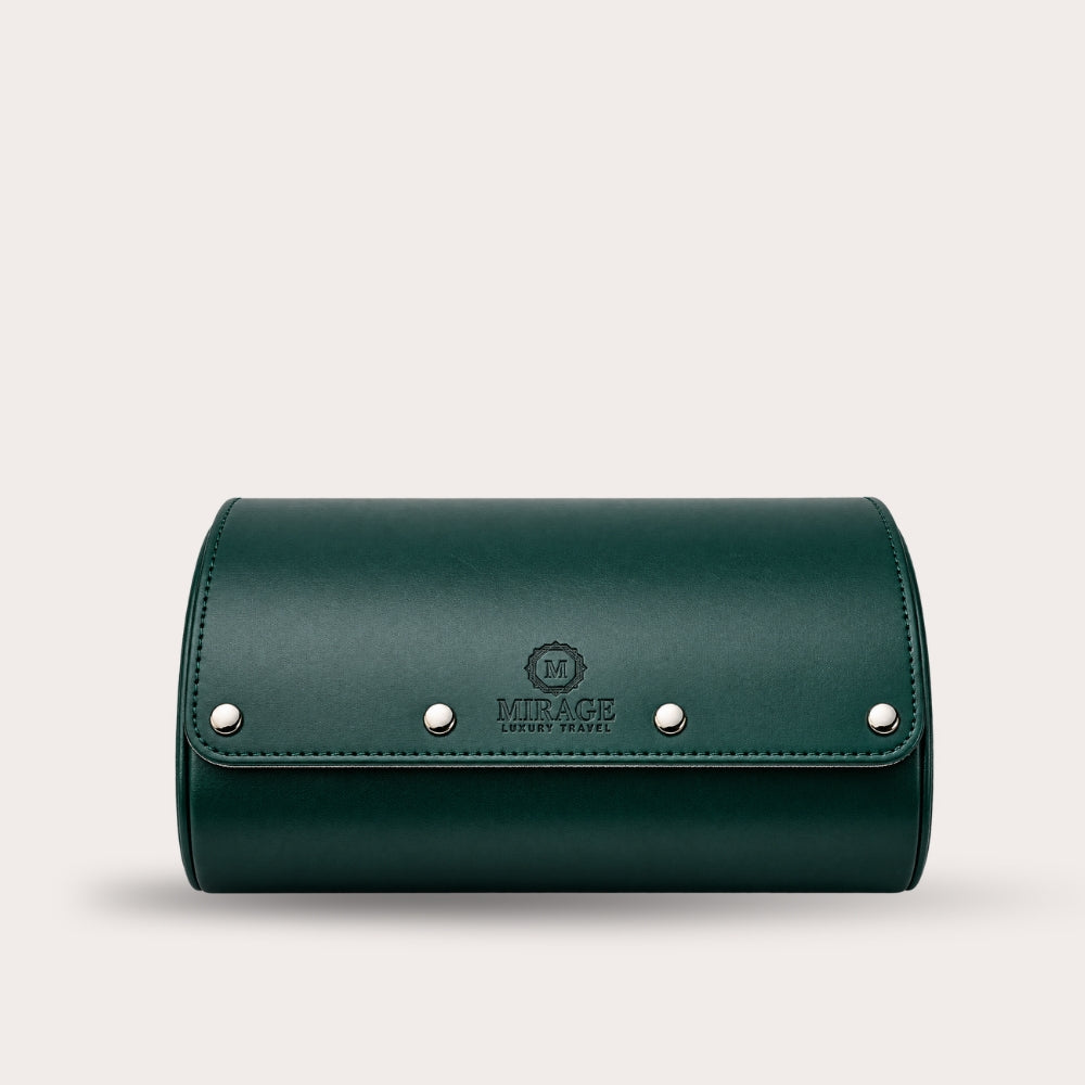 6 Watch Travel Case Vegan Leather Watch Roll (Royal Green)