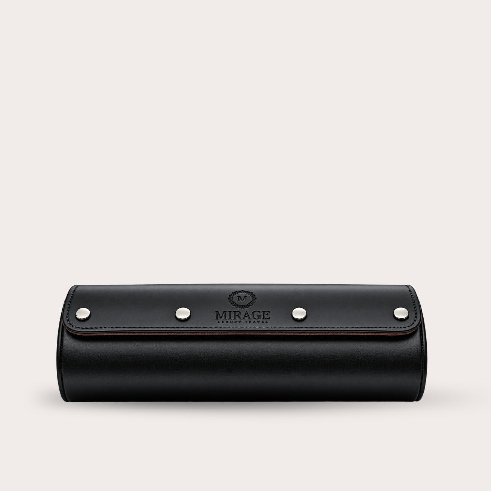 3 Watch Travel Case Vegan Leather Watch Roll (Jade Black)
