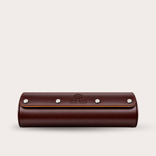 3 Watch Travel Case Vegan Leather Watch Roll (Espresso Brown)