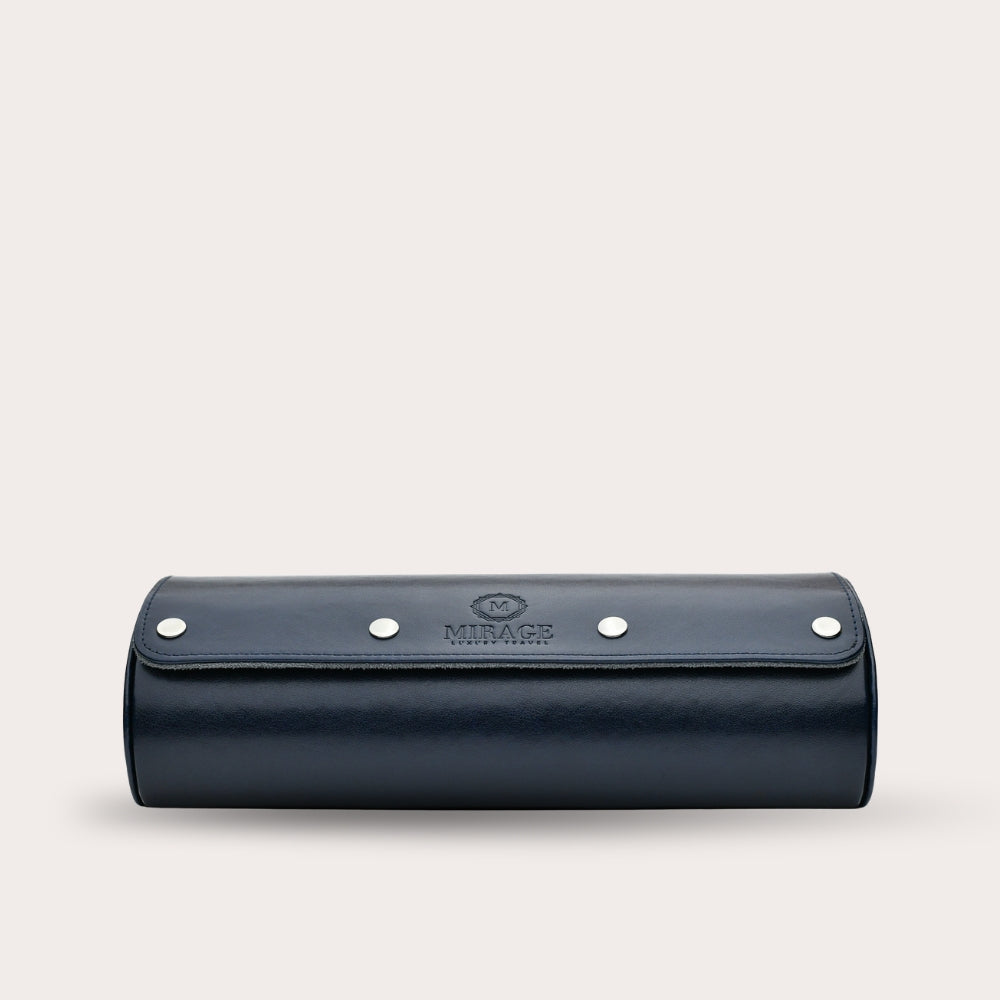 3 Watch Travel Case Vegan Leather Watch Roll (Midnight Blue)