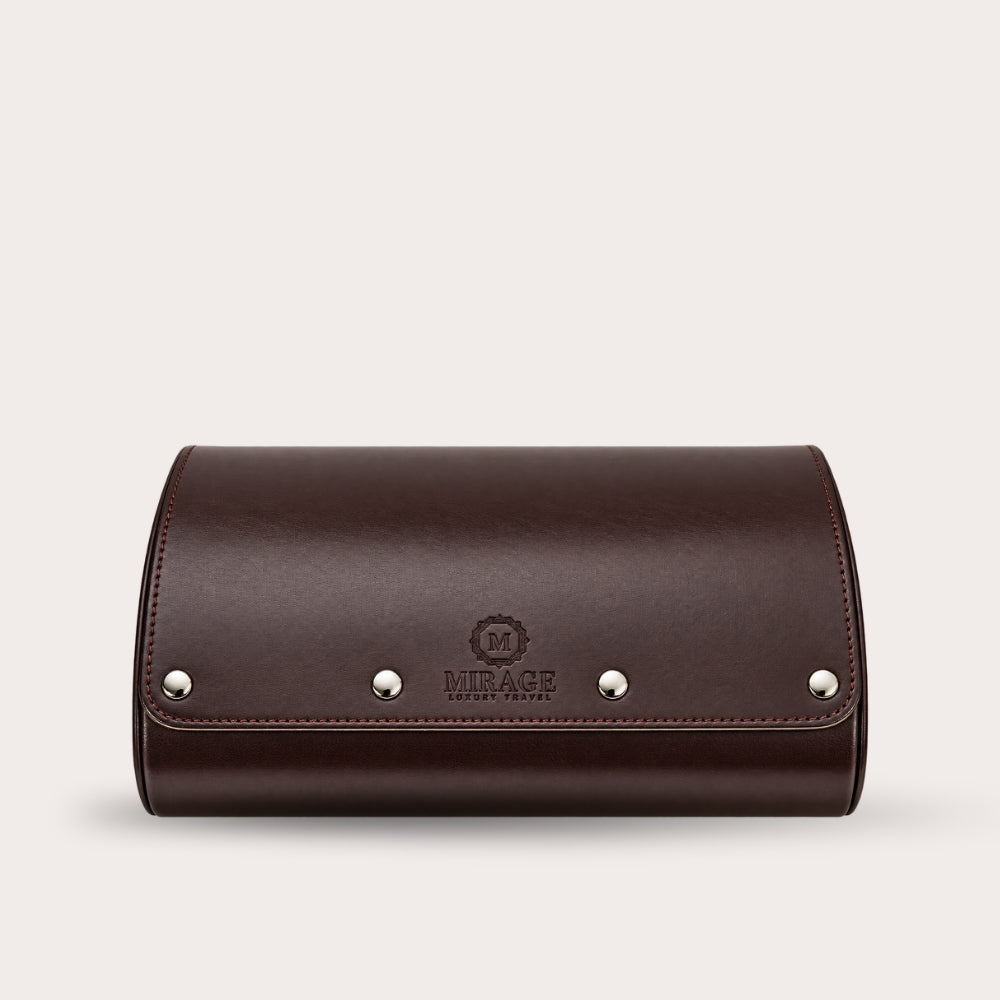6 Watch Travel Case Vegan Leather Watch Roll (Espresso Brown)