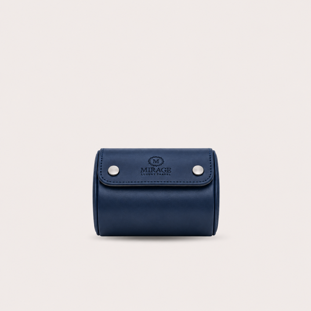 1 Watch Travel Case Vegan Leather Watch Roll (Midnight Blue - White Interior)