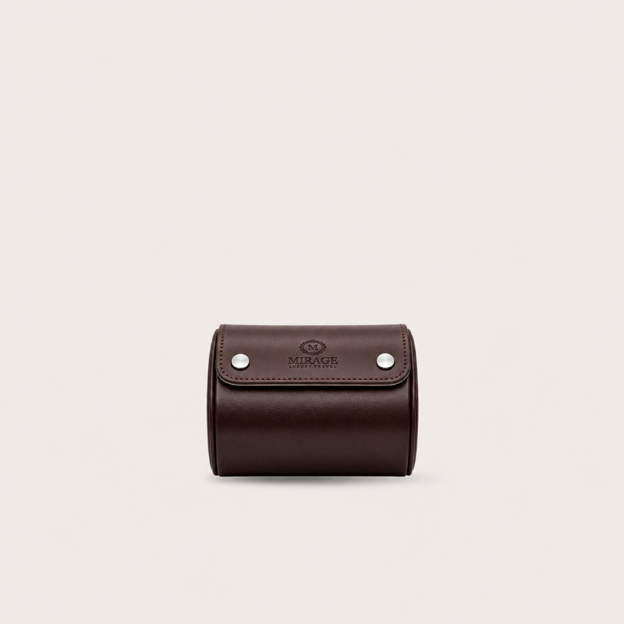 1 Watch Travel Case Vegan Leather Watch Roll (Espresso Brown Ivory White)