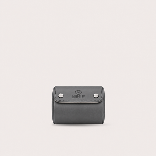 1 Watch Travel Case Vegan Leather Watch Roll (Slate Gray - White Interior)