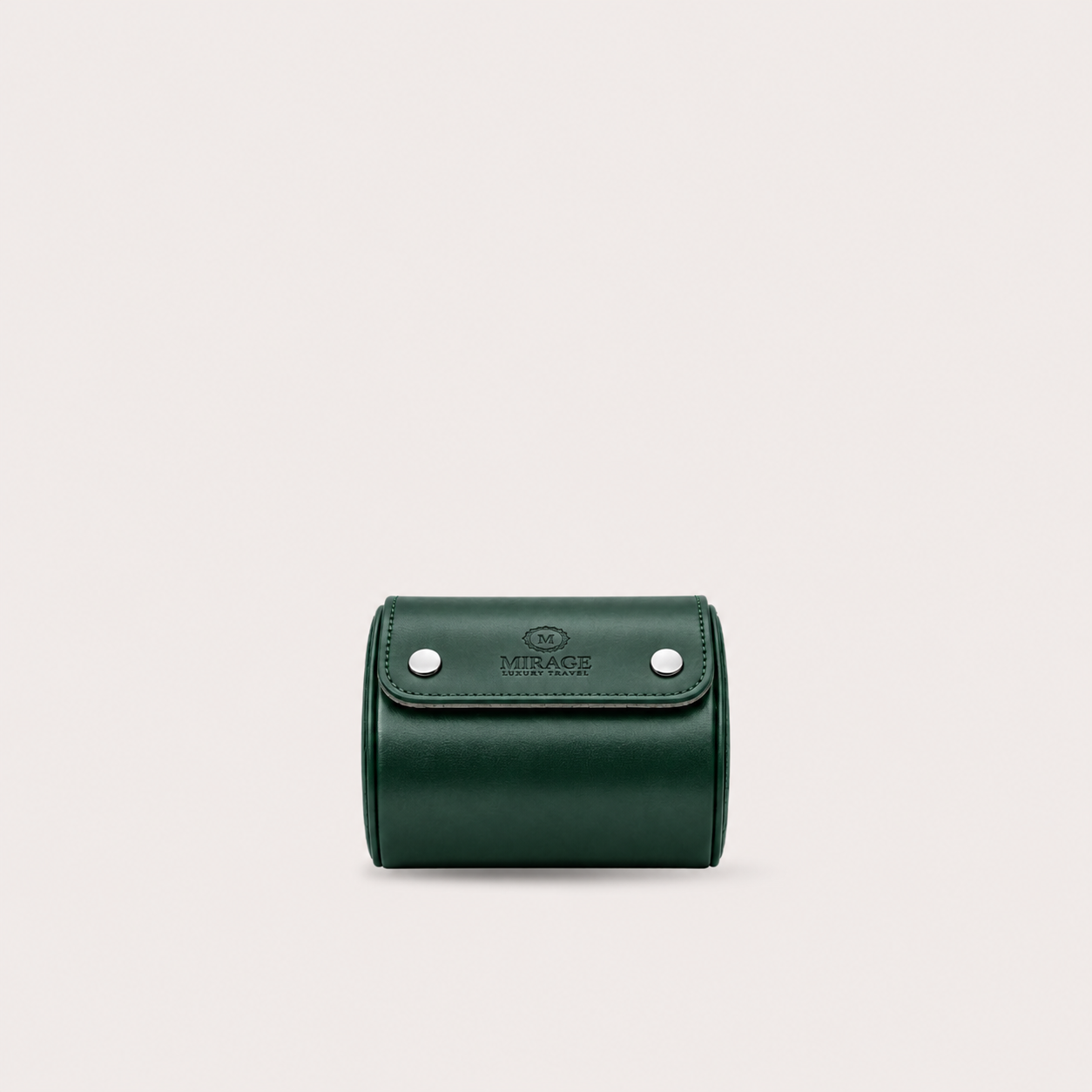 1 Watch Travel Case Vegan Leather Watch Roll (Royal Green - White Interior)
