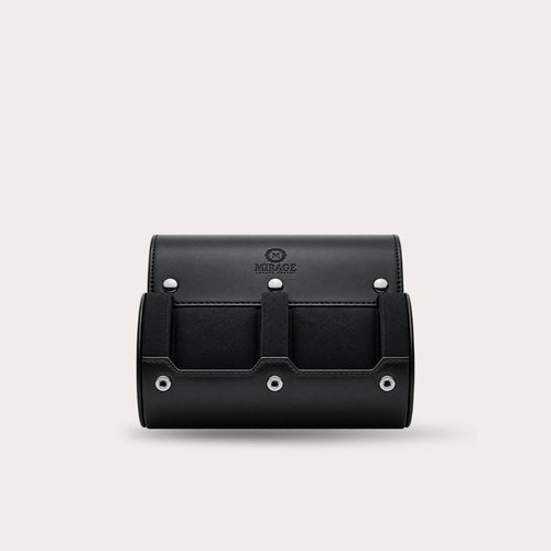 2 Watch Travel Case Vegan Leather Watch Roll (Super Black)