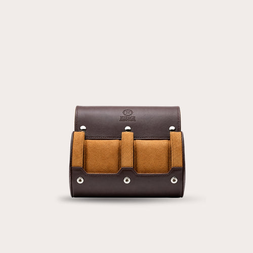 2 Watch Travel Case Vegan Leather Watch Roll (Espresso Brown)
