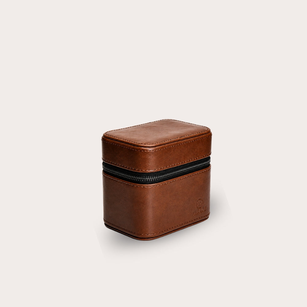 Watch and Jewelry Travel Case -  Coffee Brown Leather