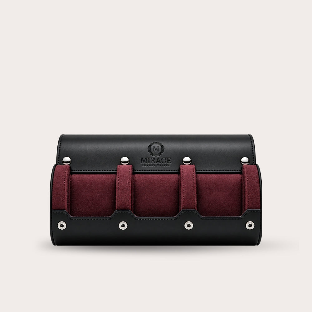 3 Watch Travel Case Vegan Leather Watch Roll (Jade Black)