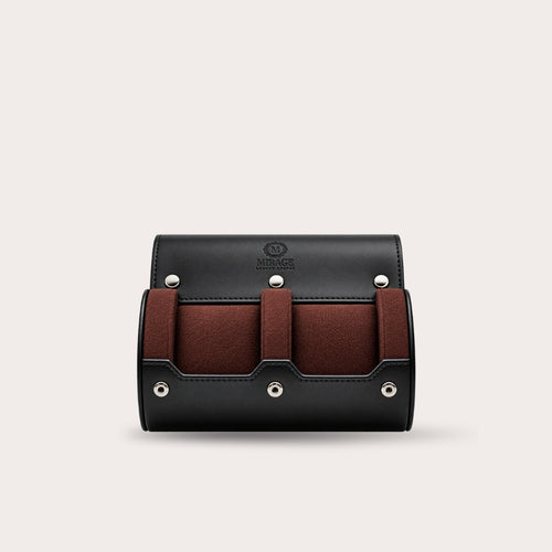 2 Watch Travel Case Vegan Leather Watch Roll (Jade Black)
