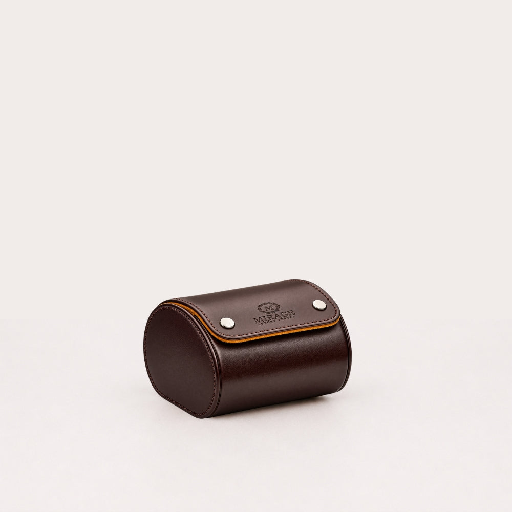 1 Watch Travel Case Vegan Leather Watch Roll (Espresso Brown)