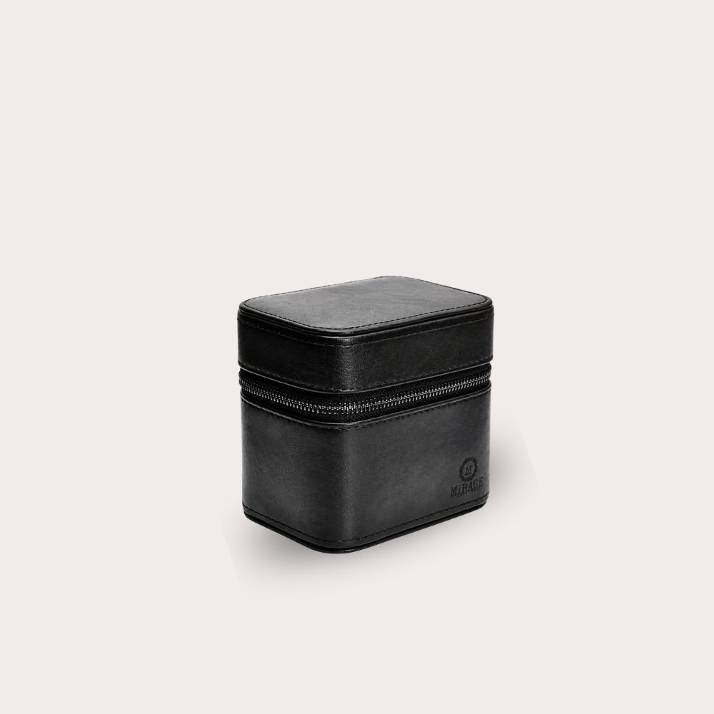 Watch and Jewelry Travel Case - Genuine Leather - Obsedian Black