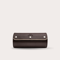 2 Watch Travel Case Vegan Leather Watch Roll (Espresso Brown - White Interior)