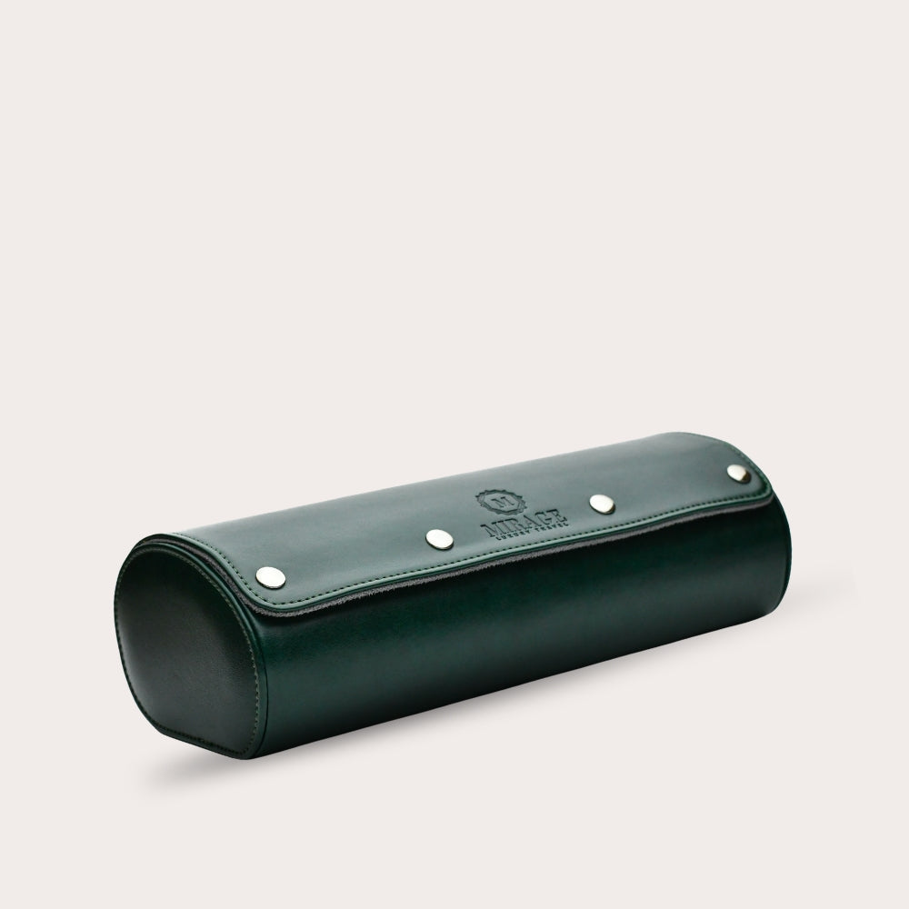 3 Watch Travel Case Vegan Leather Watch Roll (Royal Green)