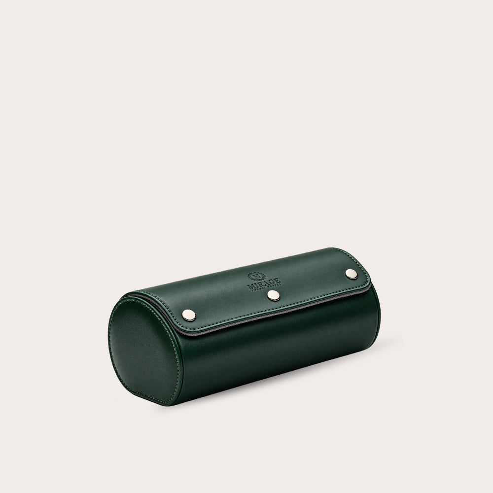 2 Watch Travel Case Vegan Leather Watch Roll (Royal Green)