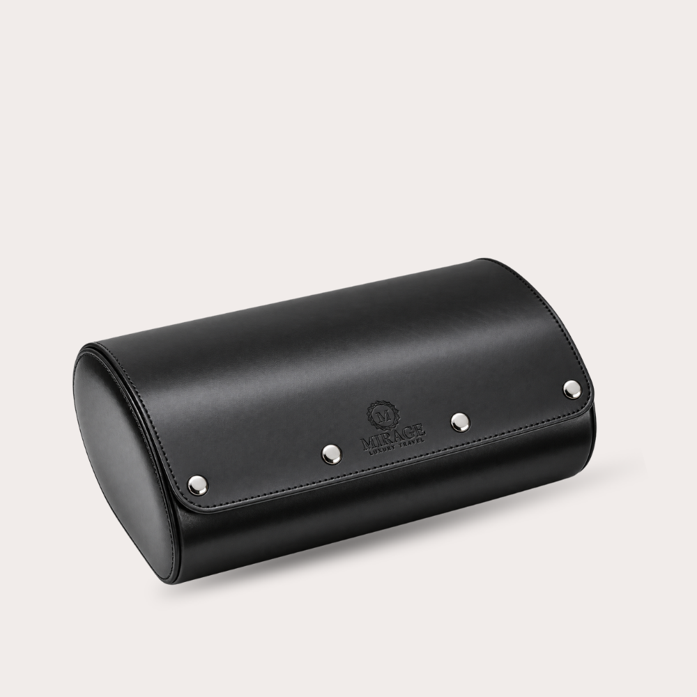 6 Watch Travel Case Vegan Leather Watch Roll (Super Black)