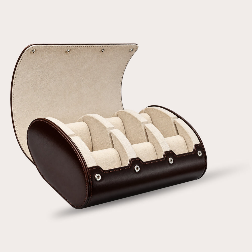 6 Watch Case - Espresso Brown (Ivory White)