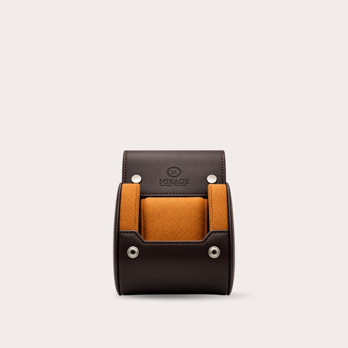 1 Watch Travel Case Vegan Leather Watch Roll (Espresso Brown)
