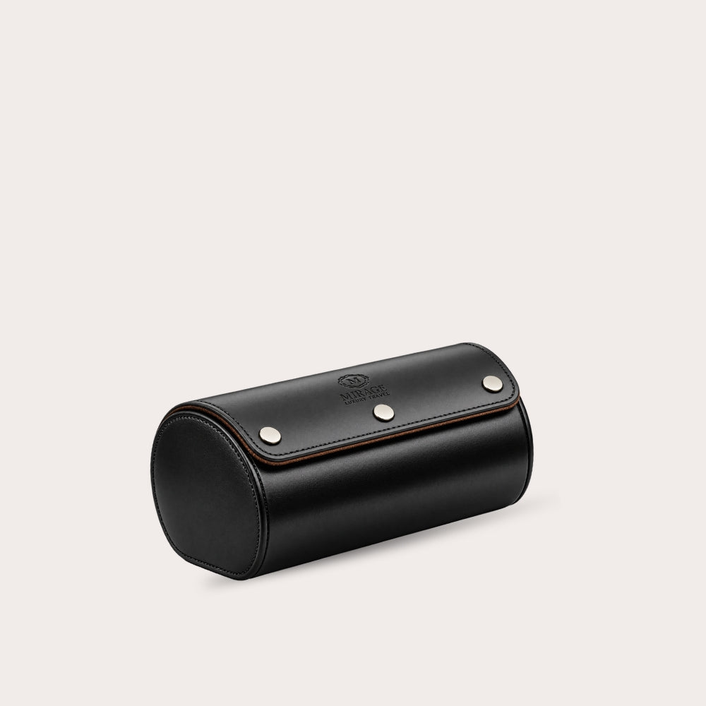 2 Watch Travel Case Vegan Leather Watch Roll (Jade Black)