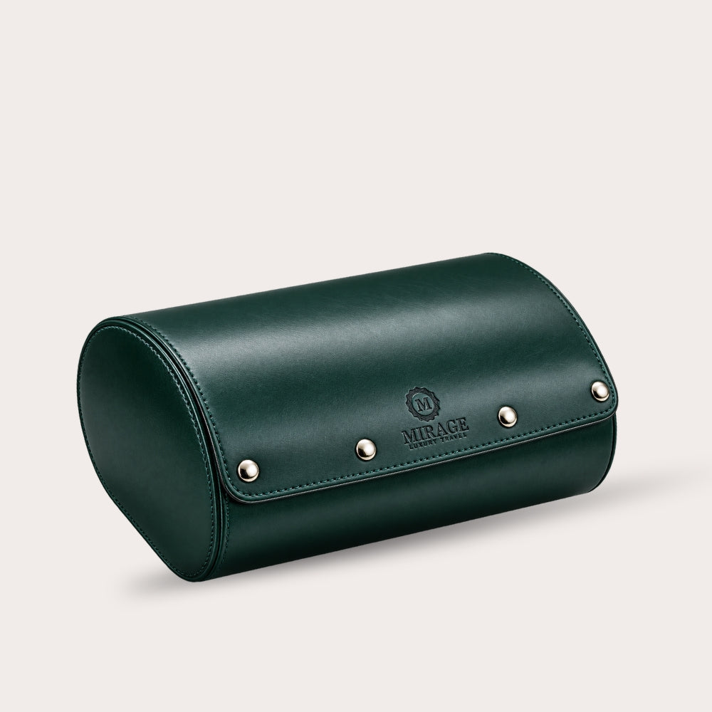 6 Watch Travel Case Vegan Leather Watch Roll (Royal Green)
