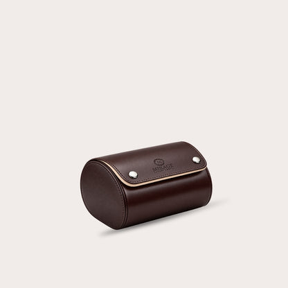 1 Watch Travel Case Vegan Leather Watch Roll (Espresso Brown Ivory White)