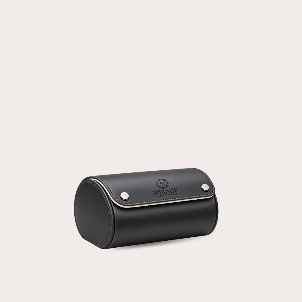 1 Watch Travel Case Vegan Leather Watch Roll (Slate Gray - White Interior)