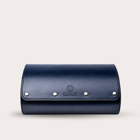 6 Watch Travel Case Vegan Leather Watch Roll (Midnight Blue)
