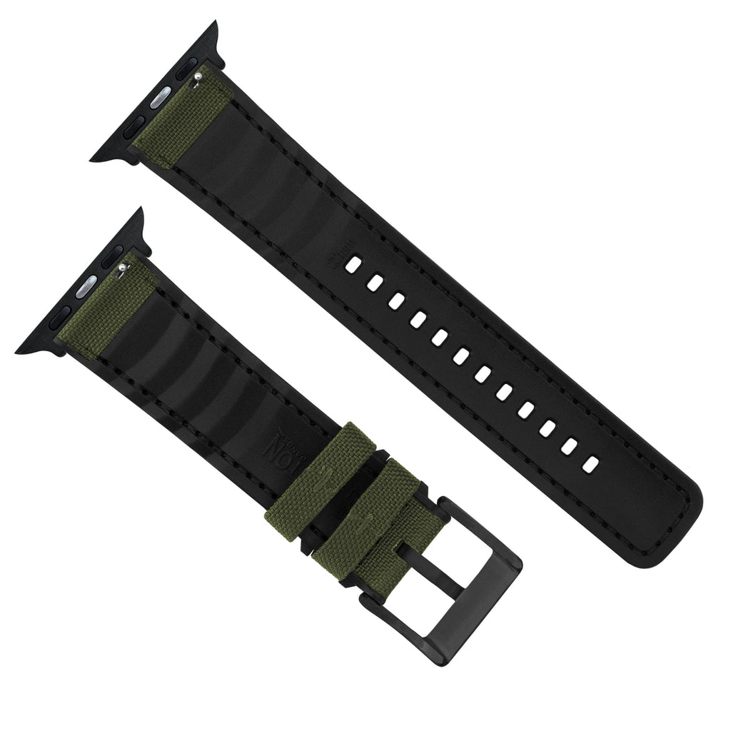 Apple Watch Army Green Cordura Fabric And Silicone Hybrid Watch Band