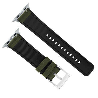 Apple Watch Army Green Cordura Fabric And Silicone Hybrid Watch Band