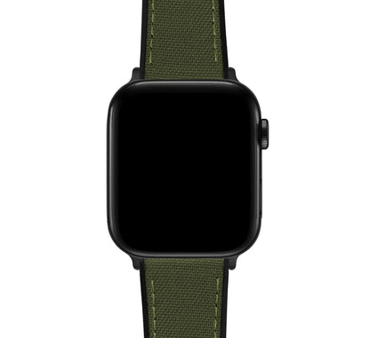 Apple Watch Army Green Cordura Fabric And Silicone Hybrid Watch Band
