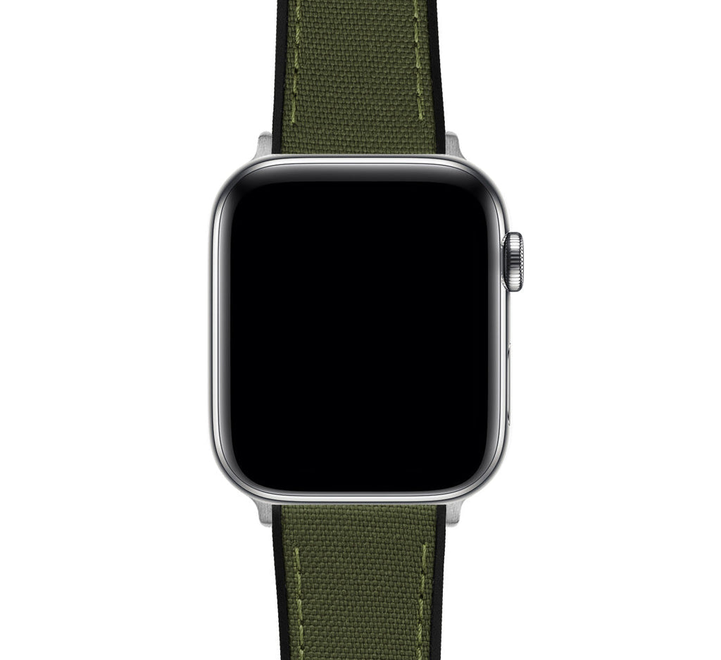 Apple Watch Army Green Cordura Fabric And Silicone Hybrid Watch Band