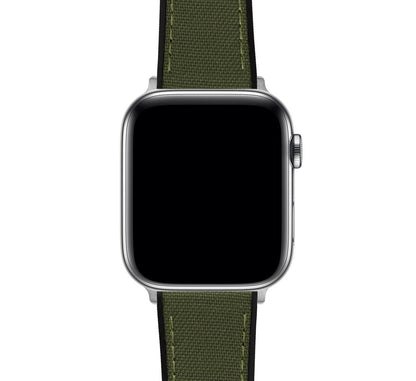 Apple Watch Army Green Cordura Fabric And Silicone Hybrid Watch Band